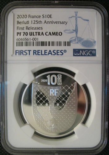 France 10 Euro 2020 Silver Proof Coin Excellence France,Berluti NGC PF70 FR