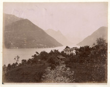 Italy, Spondo di Porlezza, Lake Lugano Vintage Albumen Print Albu Print