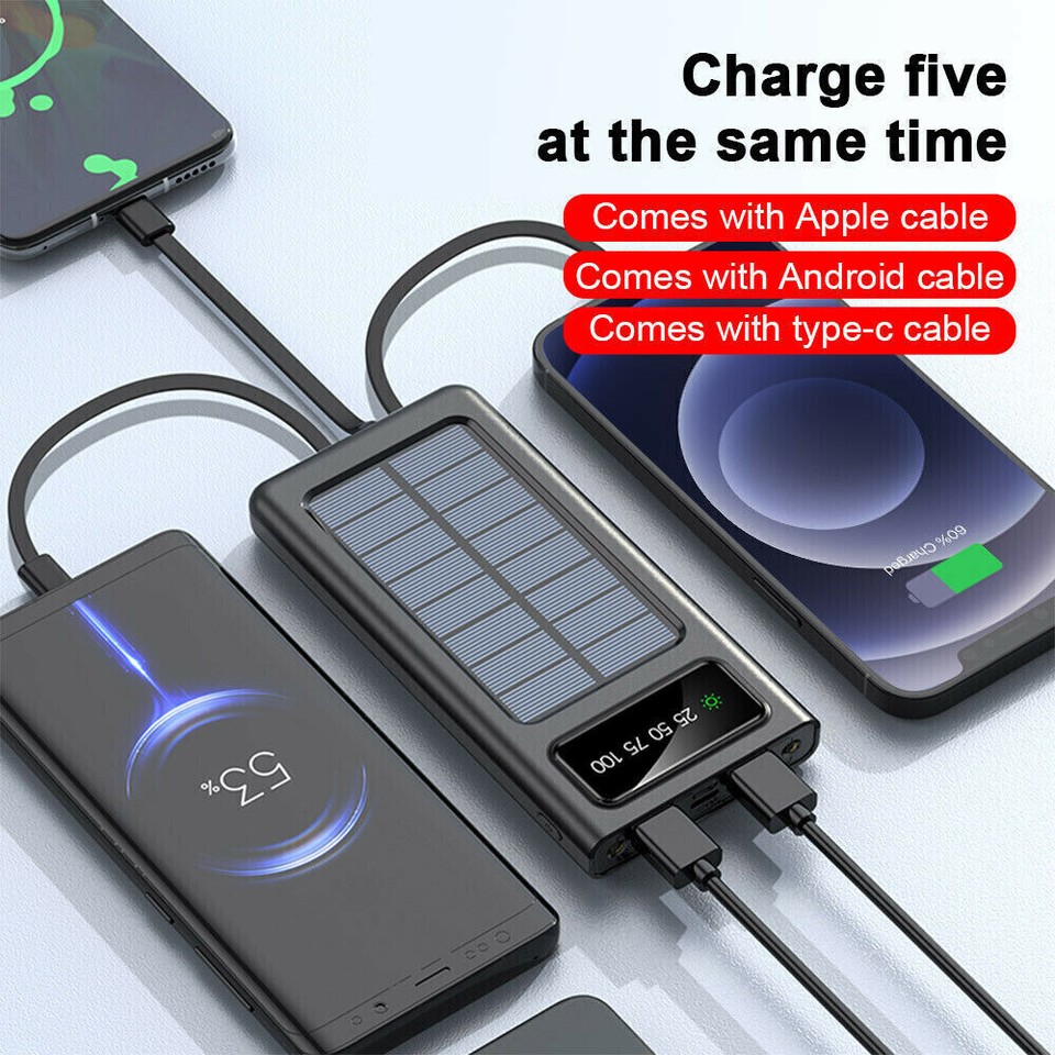 Portable 9000000mAh Solar Power Bank Fast Charger Battery Pack for