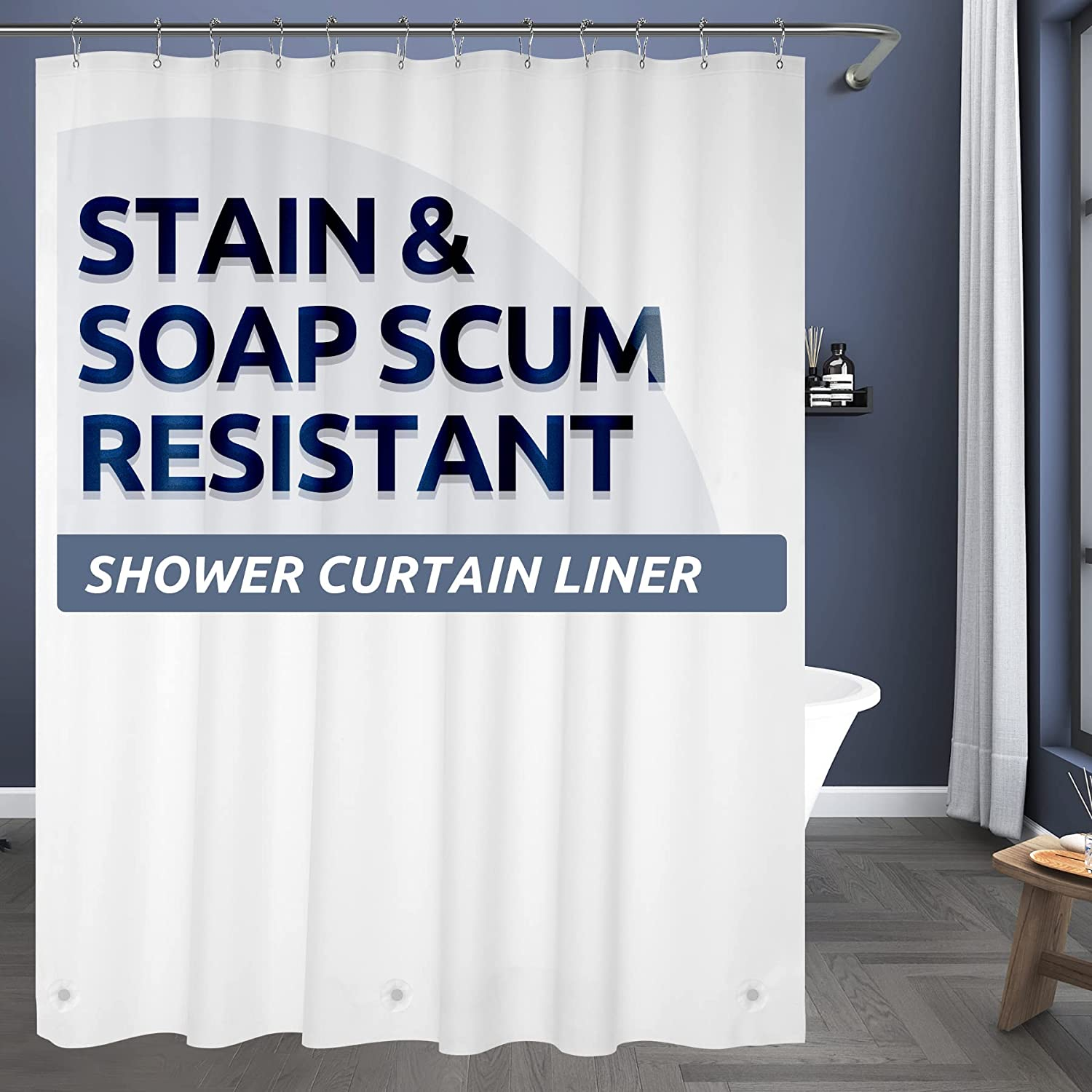 White Shower Curtain Liner 72 X 84 Extra Long Shower Liner Plastic Washable Show eBay