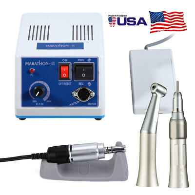 Dental Lab MARATHON-III Electric Micromotor /Contra Angle Straight Handpiece USA