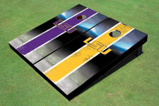 Louisiana State University Field Long Stripe Alternating Themed Cornhole Boards