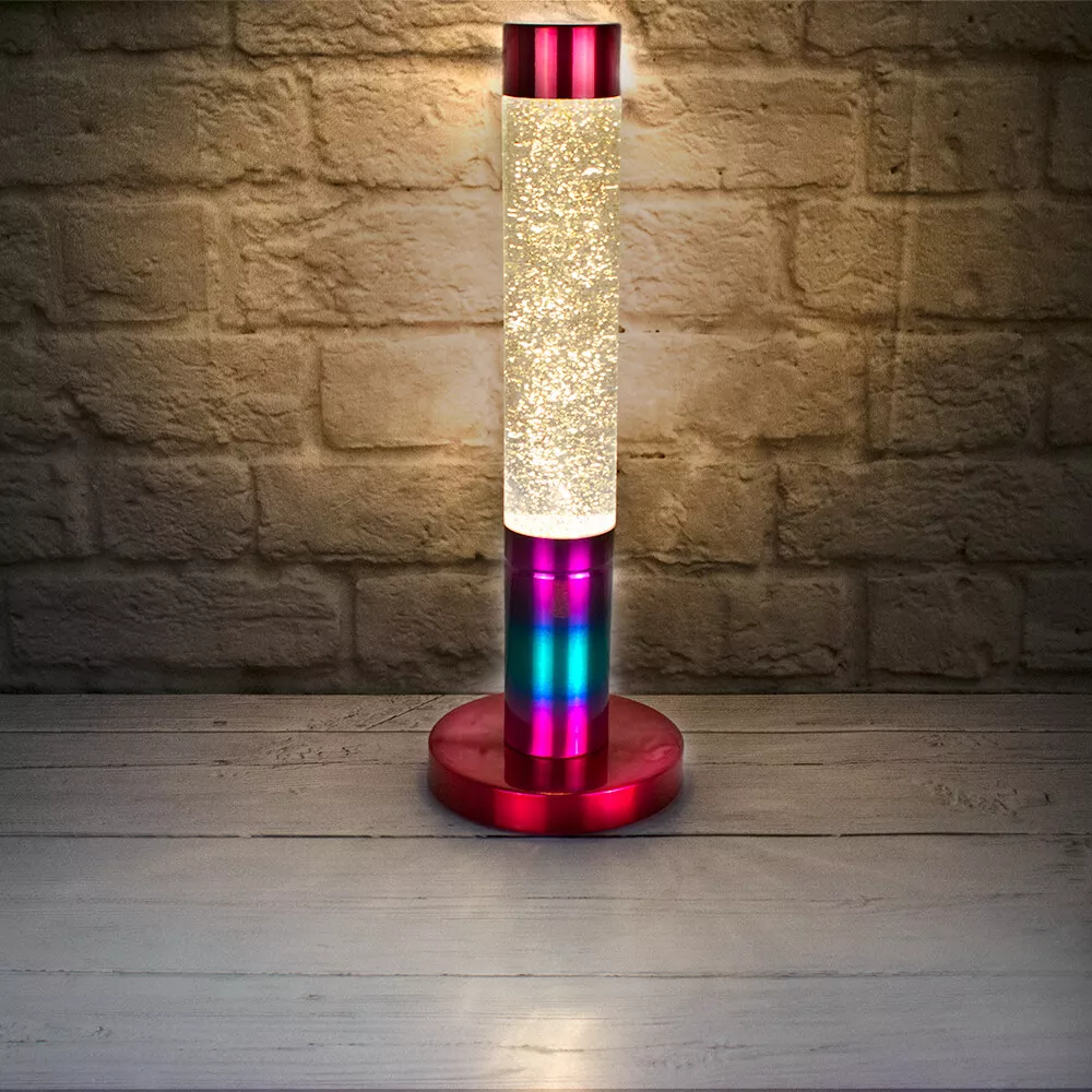 Rainbow Glitter Lava Lamp Style Relaxing Multi Colour Light Gift Gold Glitter