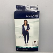 SIGVARIS MOTION 362 CUSHIONED COTTON WOMENS 20-30 KNEE HIGH SOCKS SZ LL WHITE