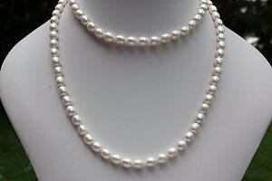 A20 41 cm AAA Süßwasser Perlen Schmuck Perlenkette Halskette Kette Collier 7mm