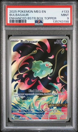 2025 POKEMON MEG EN-MEGA EVOLUTION ENHANCED BOOSTER BOX TOPPER BULBASAUR PSA 9