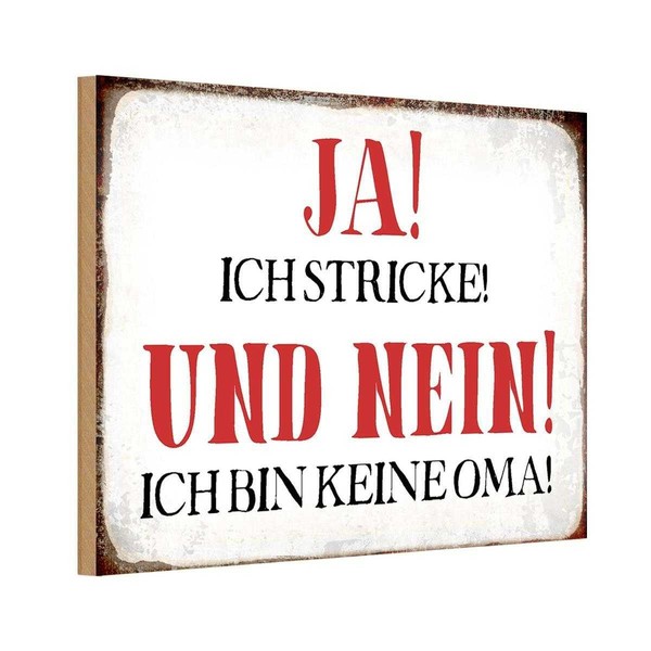 Holzschild 12X18 Cm Ja Ich Stricke Nein Keine Oma Opa Deko Geschenk Holz Schild-image
