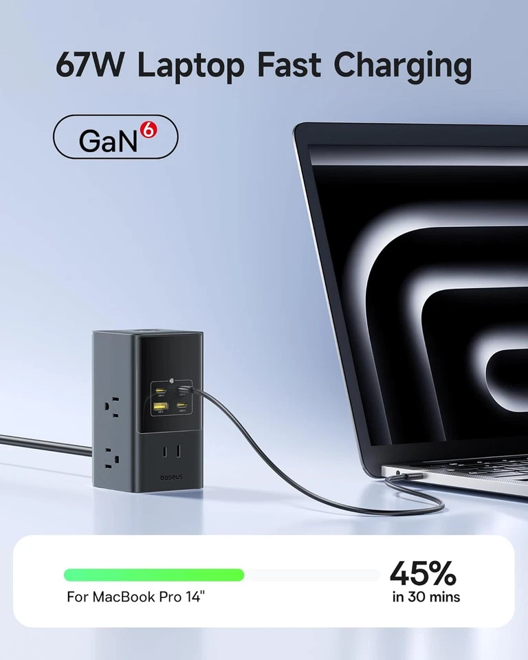 Estação de carregamento Baseus 67W, 10 em 1 USB-C PD carregador de mesa carregamento rápido com - Imagem 3 de 4