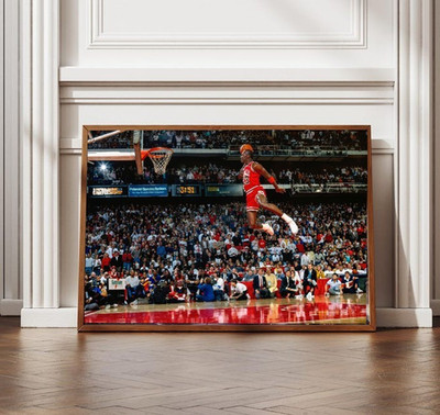 Michael Jordan Chicago Bulls Iconic Dunk NBA Classic Arena Shot poster