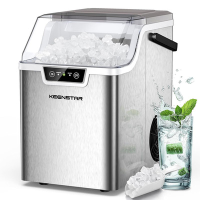 Portable Nugget Ice Maker - 40Lbs Daily, Ready in 5 Mins, Self-Cleaning
