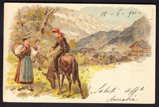 SOUVENIR DU VALAIS Cartolina formato piccolo viaggiata 1901