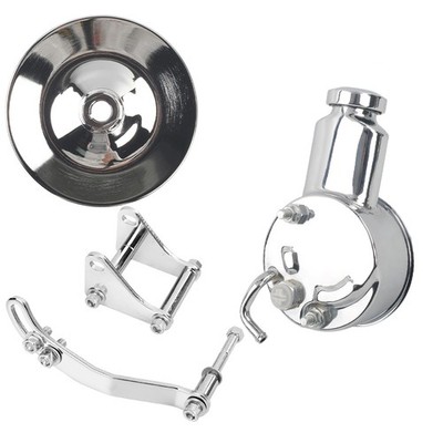 Steel Power Steering Pump & 1 Groove Pulley & Bracket For SBC Chevy 350 Saginaw
