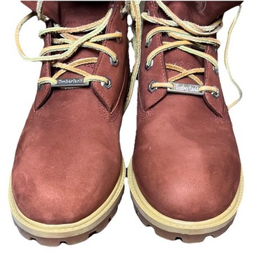 Timberland Waterproof Boots Juniors, Men Sz 6.5 Woman Sz 8 Red Brown Rare