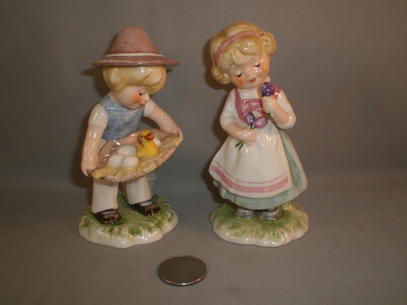 Set 2 Vtg Goebel Kinderland "Farm Boy" & "Girl with Tulips"  West Germany