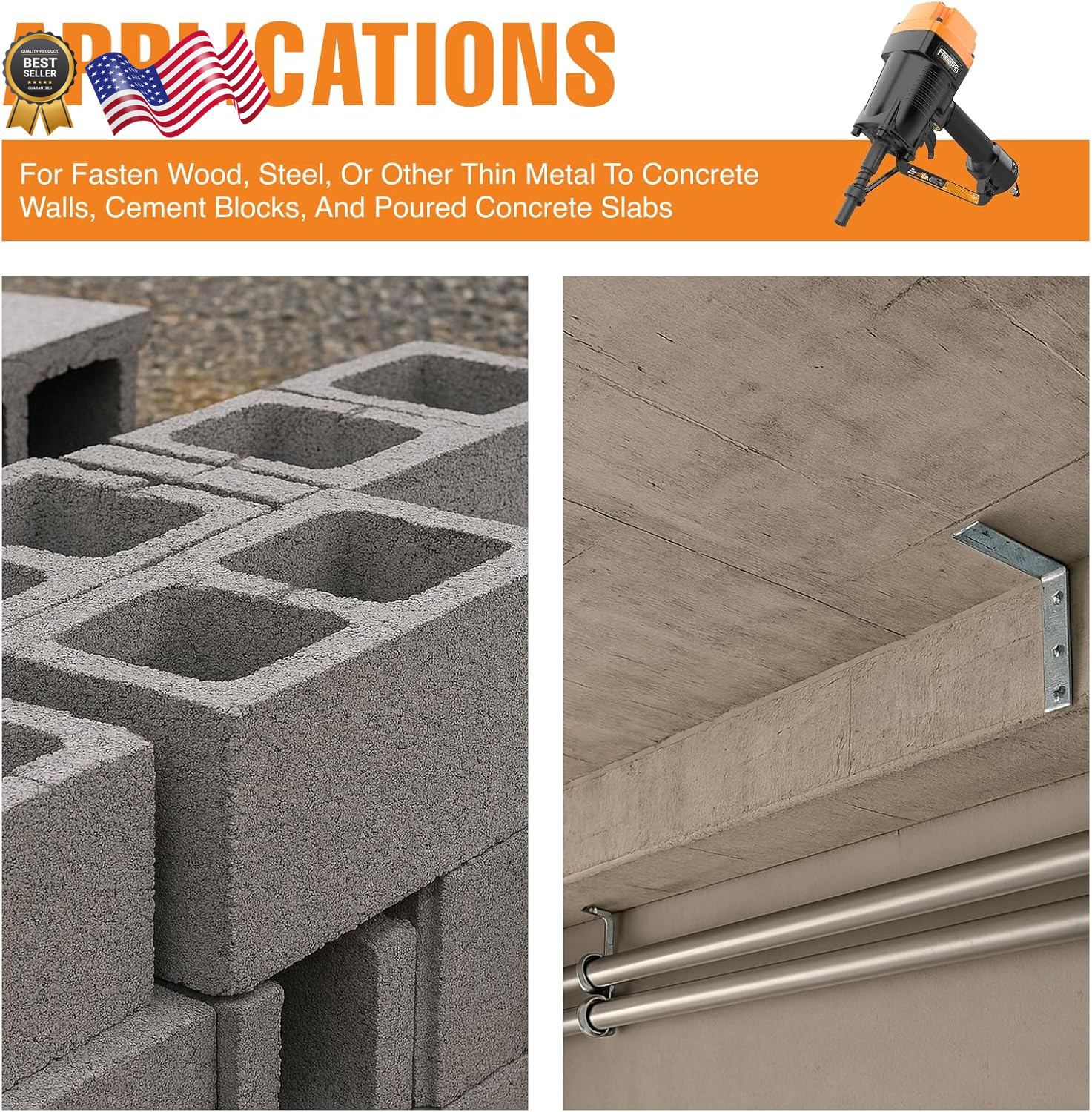 Freeman PSSCP Pneumatic 3 Single Pin Concrete Nailer with Case Heavy Duty Air