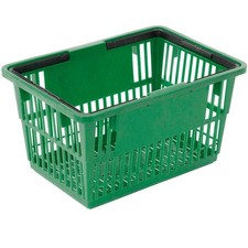 Green Plastic Shopping Basket with Plastic Handle Large 19-3/8"L X 13-1/4"W X