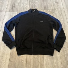 Hugo Boss full Zip Jumper top Mens XL Black Blue Long Sleeve Golf 