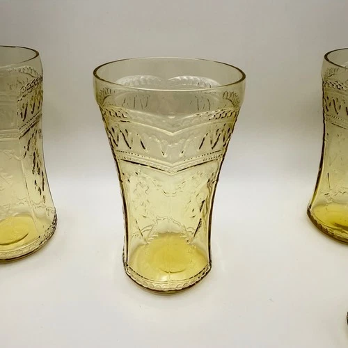 Federal Glass Patrician Spoke 12oz Amber Yellow Depression Glass 4 available