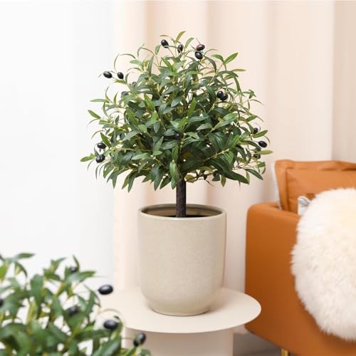 Artificial Topiary Ball Olive Tree Outdoor Plants with Spike, 2 Pack Faux - Bild 6 von 8