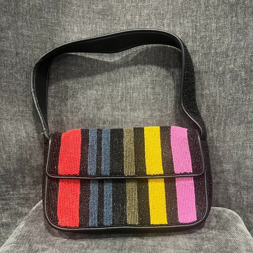 STAUD Tommy Bag Beaded Stripes