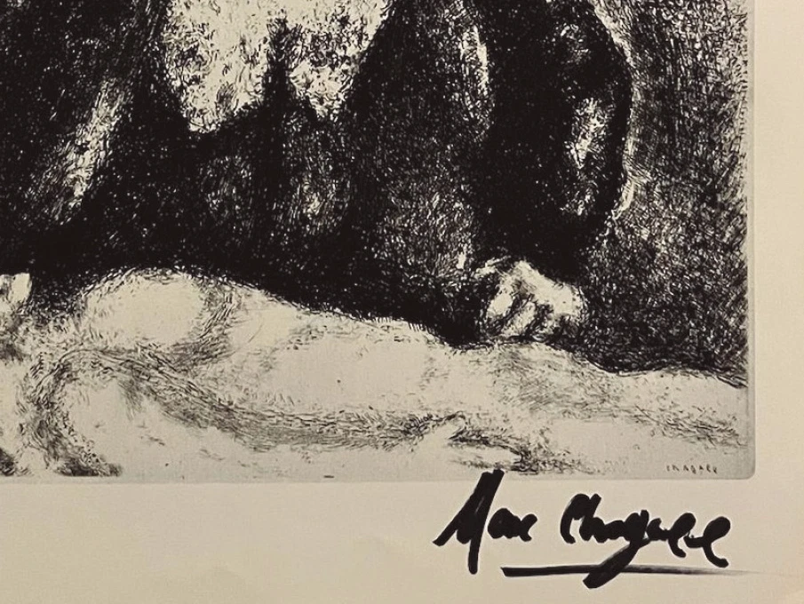 Impresión original firmada a mano por Marc Chagall con certificado de autenticidad y +$3.500 USD de valoración Foto 4 de 4