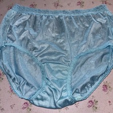 Vtg Panties Sheer Nylon Granny Brief Shiny Hanes 6 Medium Hand Dyed Aqua Blue