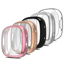 5-Pack Screen Protector with Fitbit Sense 2/Versa 4 , Soft TPU Plated Bumper ...
