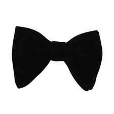 Mens Oversized Velvet Bow Tie Solid Color Formal Tuxedo Pre-Tied Big Black
