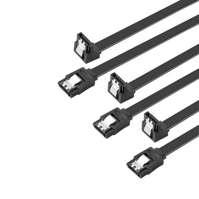 SATA Cable V3.0 11.8 Inches, 3 Pack, Black, Sata III 6Gbps 90 Degree Right Angle