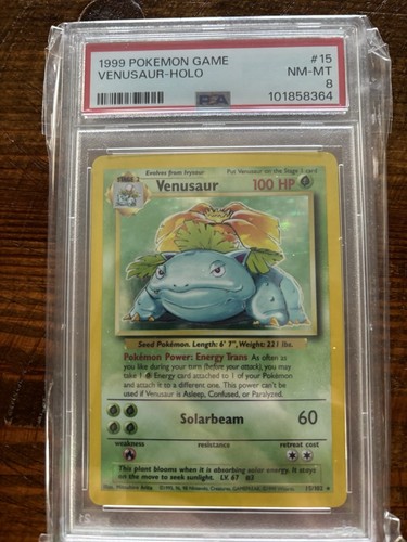 1999 POKEMON BASE SET UNLIMITED #15 VENUSAUR-HOLO PSA 8