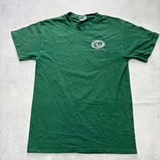 Vintage T Shirt Mens Medium Green Single Stitch Graphic Print 90s Skiing (E)