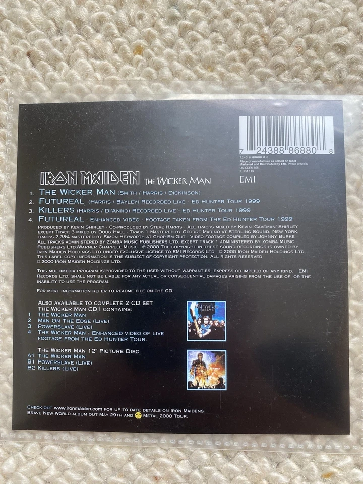 Iron Maiden - The Wicker Man CD Single - Limited Edition Clear CD Enhanced - Image 2 of 2