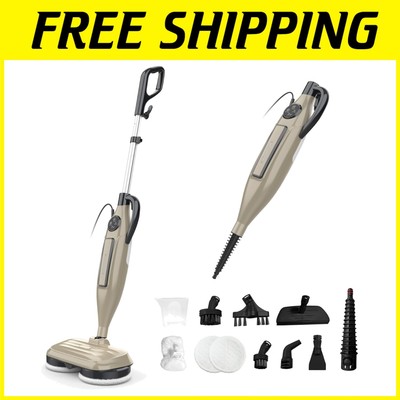 Powerful Steam Mop with Rotating Pads - 3 Steam Modes, Khaki