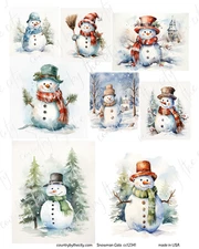 Snowmen Gala Holiday Decoupage Rice Paper, Christmas, Scrapbooking, Journals