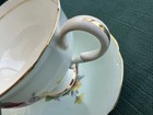 Paragon Teacup Saucer Blue Fluted Pink Cabbage Rose Double Warrant — photo 4