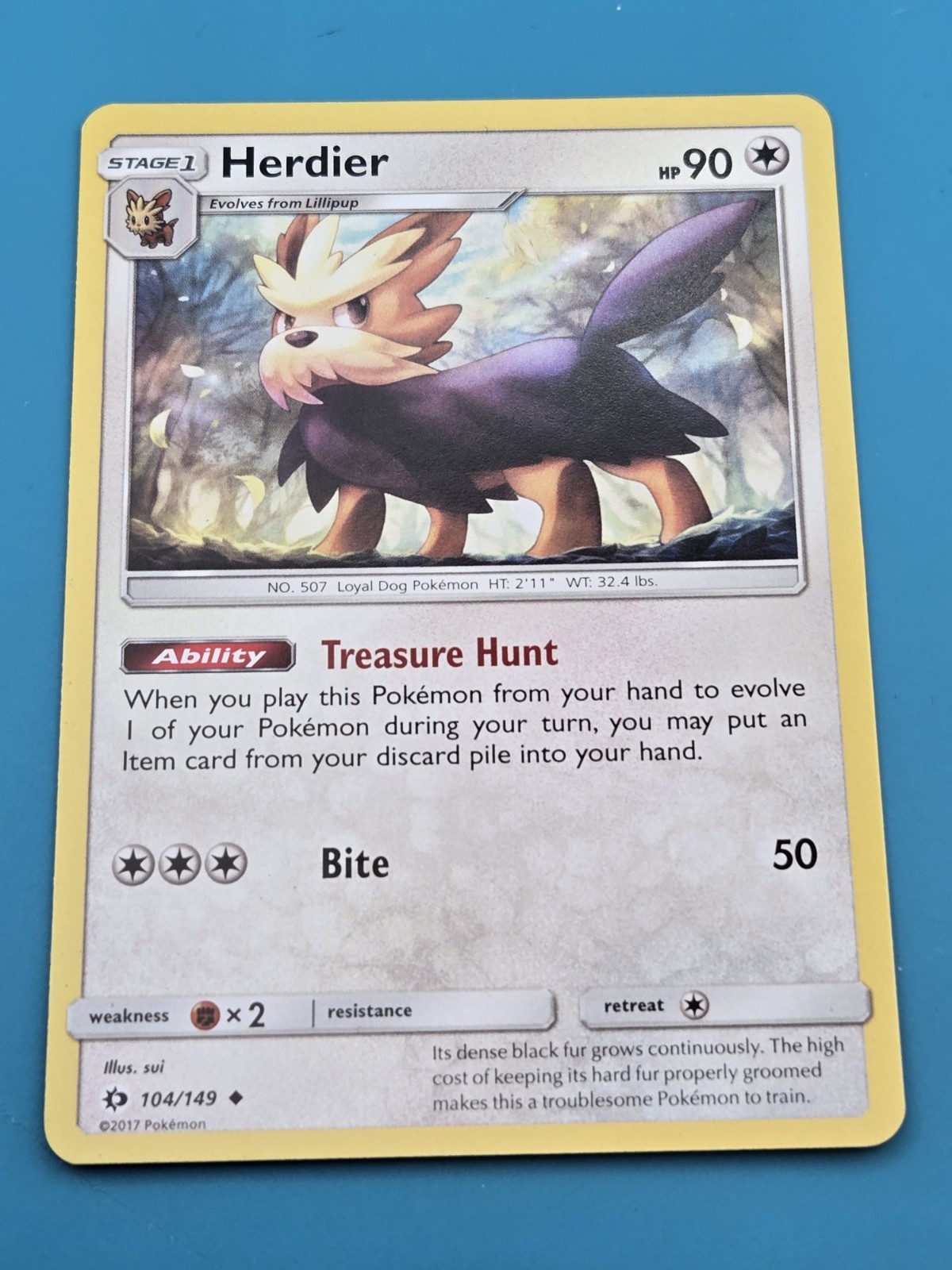 Herdier 104/149 Uncommon - Pokemon Sun & Moon Base Set Single Card NM
