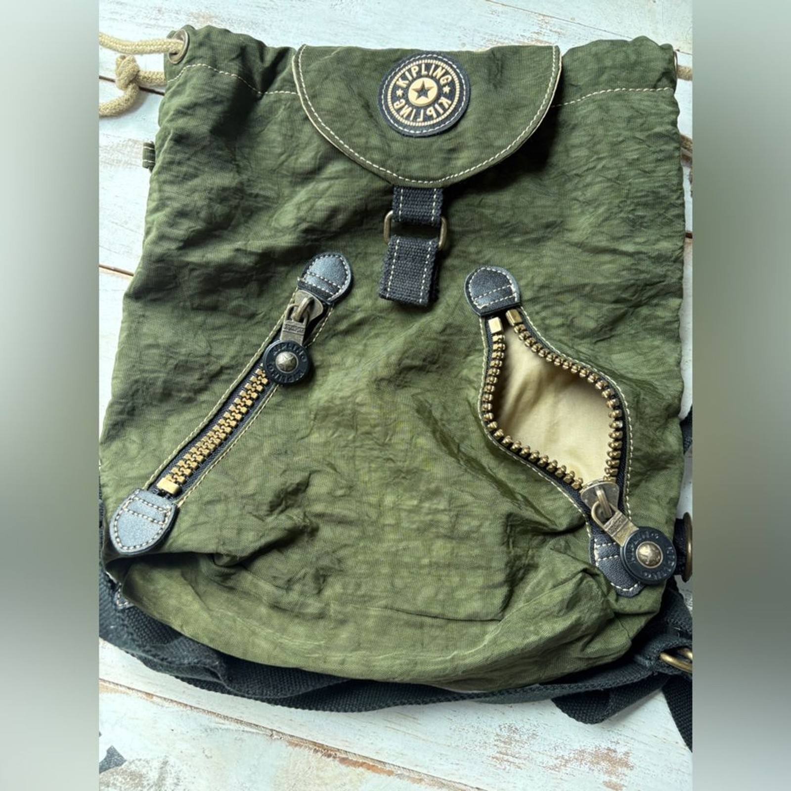 KIPLING vintage drawstring mini backpack crinkle … - image 12