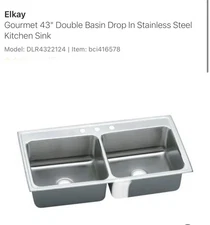 Elkay DLR4322124 Gourmet 43" Double Basin Drop In Kitchen Sink Stainless Steel