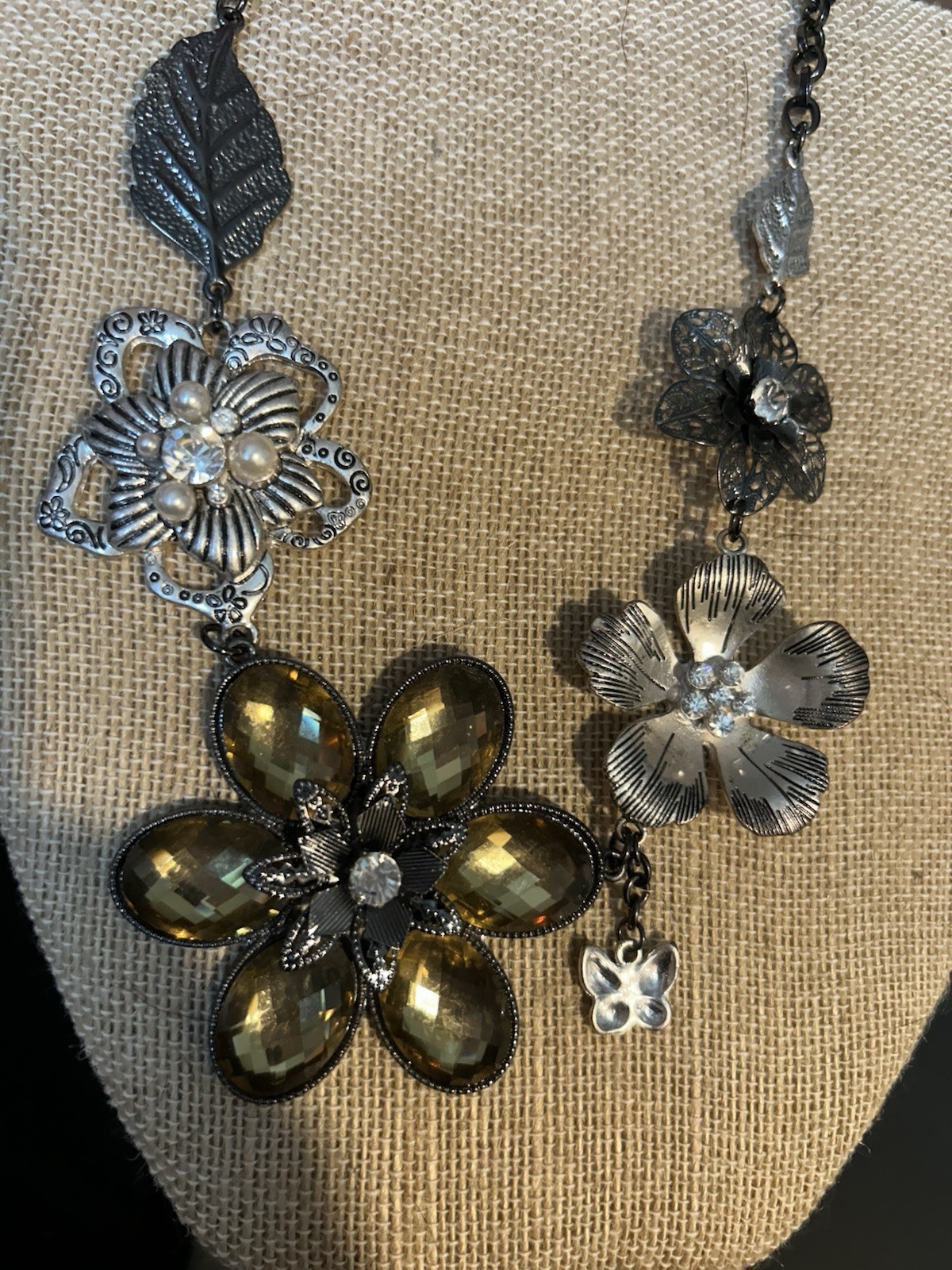 Statement Necklace Large Multi Layers Flowers Pea… - image 14