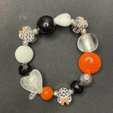 Disney WDW Minnie Mouse Stretch Bracelet Silver Tone Rhinestones Glass Beads