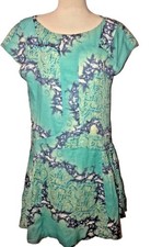 VERSACE JEANS COUTURE Garland Printed Turquoise Blue Short Dress Size 40