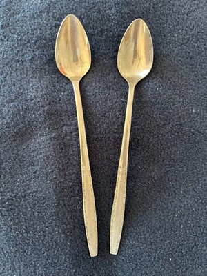 Two 7 1/2-inch ice tea spoons Edward Don Bali stainless steel flatware