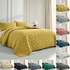 Quilt Bedspread Set - Luxury Velvet Bedding with Pillow Shams Quilted Bed Cover