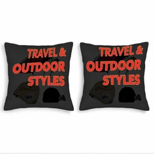 Set of 2 Decorative Throw Pillow Covers 18x18in - Travel & Outdoor Styles 