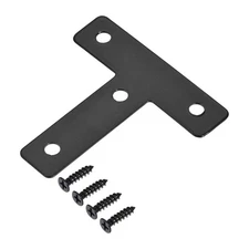 T Shape Brackets 60x60x1mm Iron Mending Flat Plate with Screws Black 20Pcs