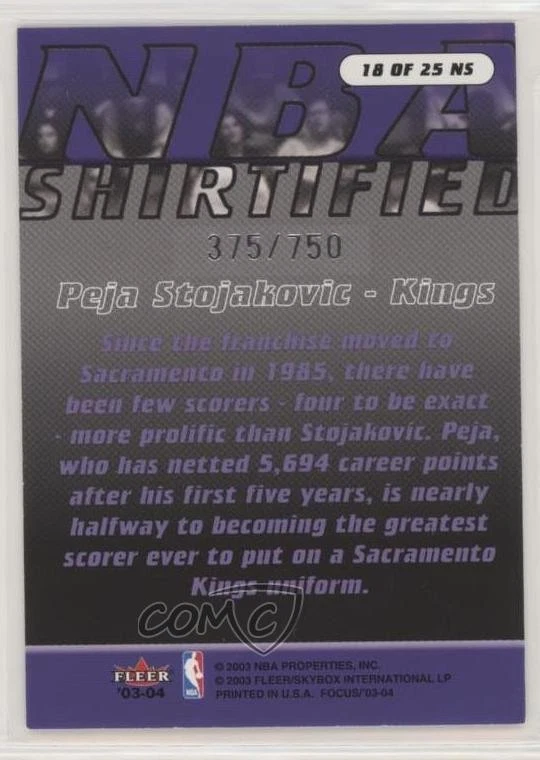 2003-04 Fleer Focus NBA Shirtified /750 Peja Stojakovic #18NS - Image 2 of 2