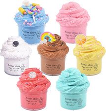 Butter Slime Kit 7 Pack Non-Sticky Soft Play Toy for Kids Teens Birthday Party