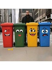 4PCS Cartoon Face Stickers – Funny Self-Adhesive Wall & Bin Decor
