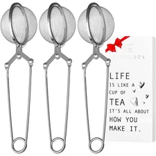 Snap Ball Tea Strainer Infuser 3 Pack Fine Mesh Steeper with Handle for Loose