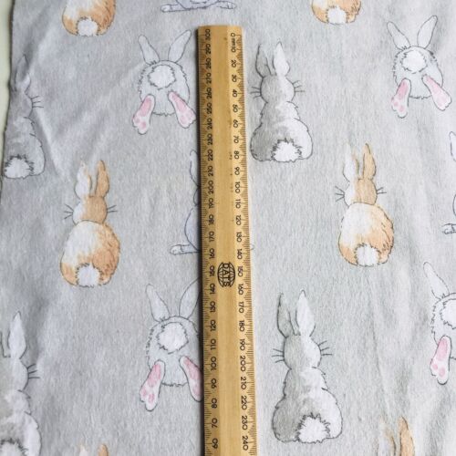 Cotton Flannelette Easter Grey Bunny Rabbits - Sold by 1/2m 40cm W x 120cm L BN - Picture 3 of 6